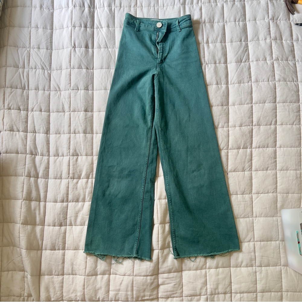 Zara MARINE STRAIGHT HIGH RISE JEANS Size 0 Green
